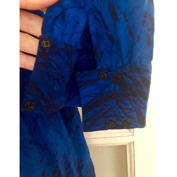 Rory Beca Blue Printed 100% Silk Surplice Dress - Picture 6 of 6